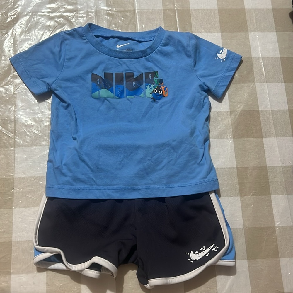 Nike Toddlers Blue Underwater Adventure Tee and Shorts Set